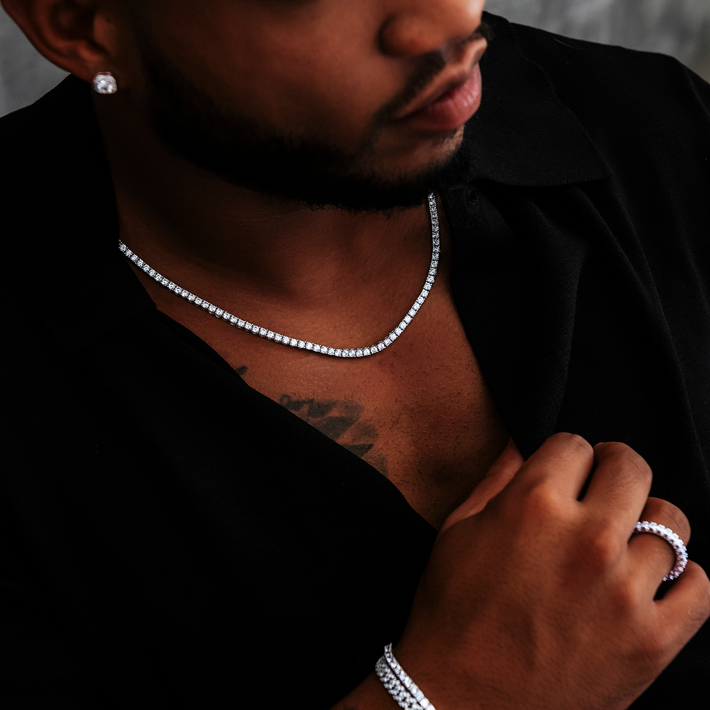 Diamond Tennis Necklace in White Gold- 3mm