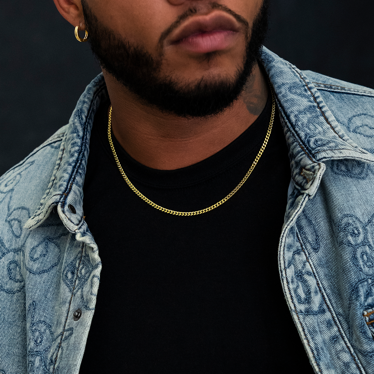 GLD Micro Cuban Chain in Yellow Gold- 3mm