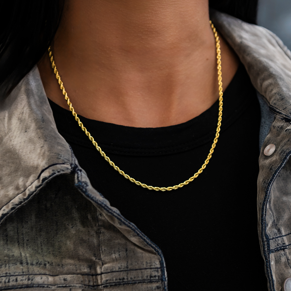 GLD Rope Necklace in Yellow Gold - 2mm