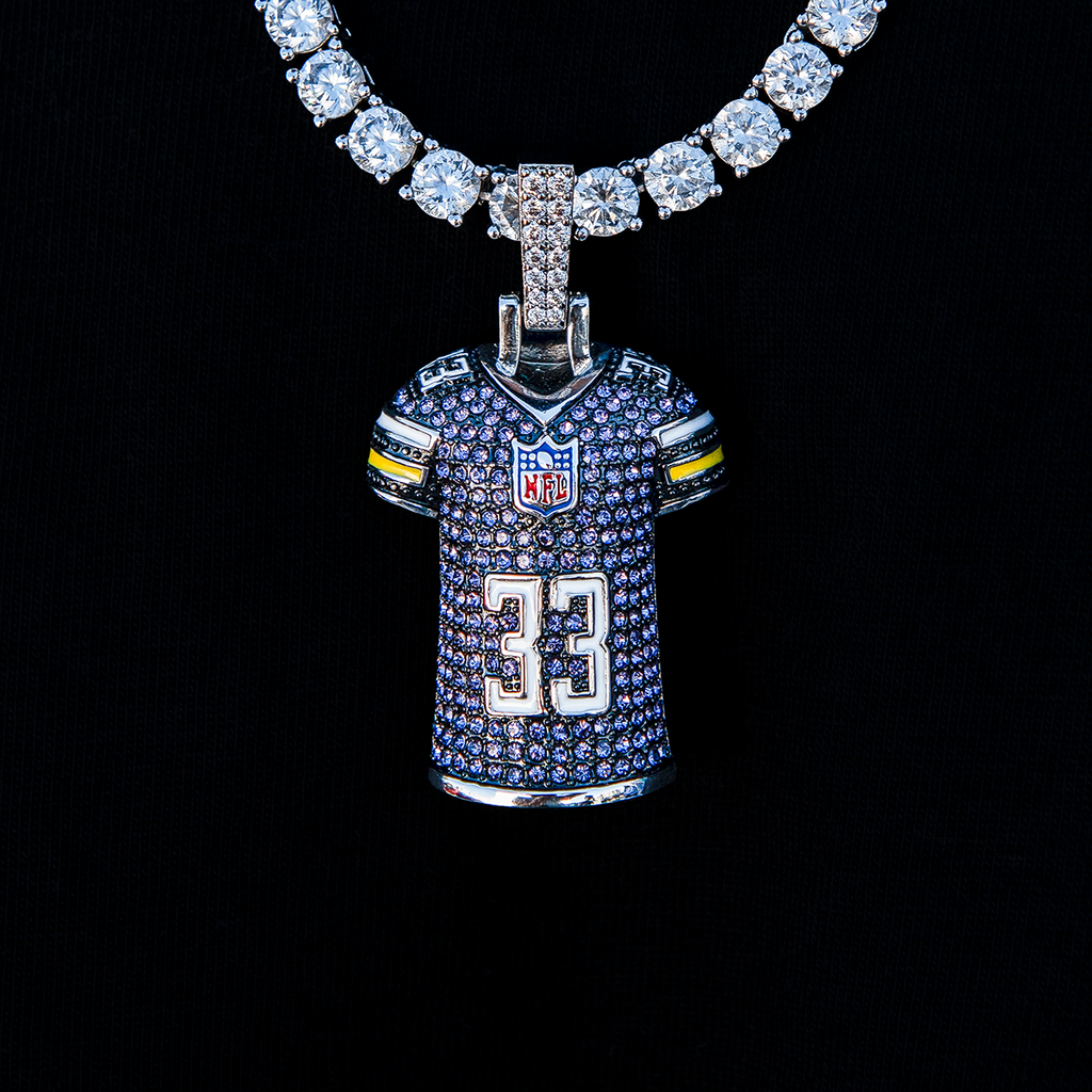 Aaron Jones Minnesota Vikings Purple #33 Jersey Pendant - White Gold