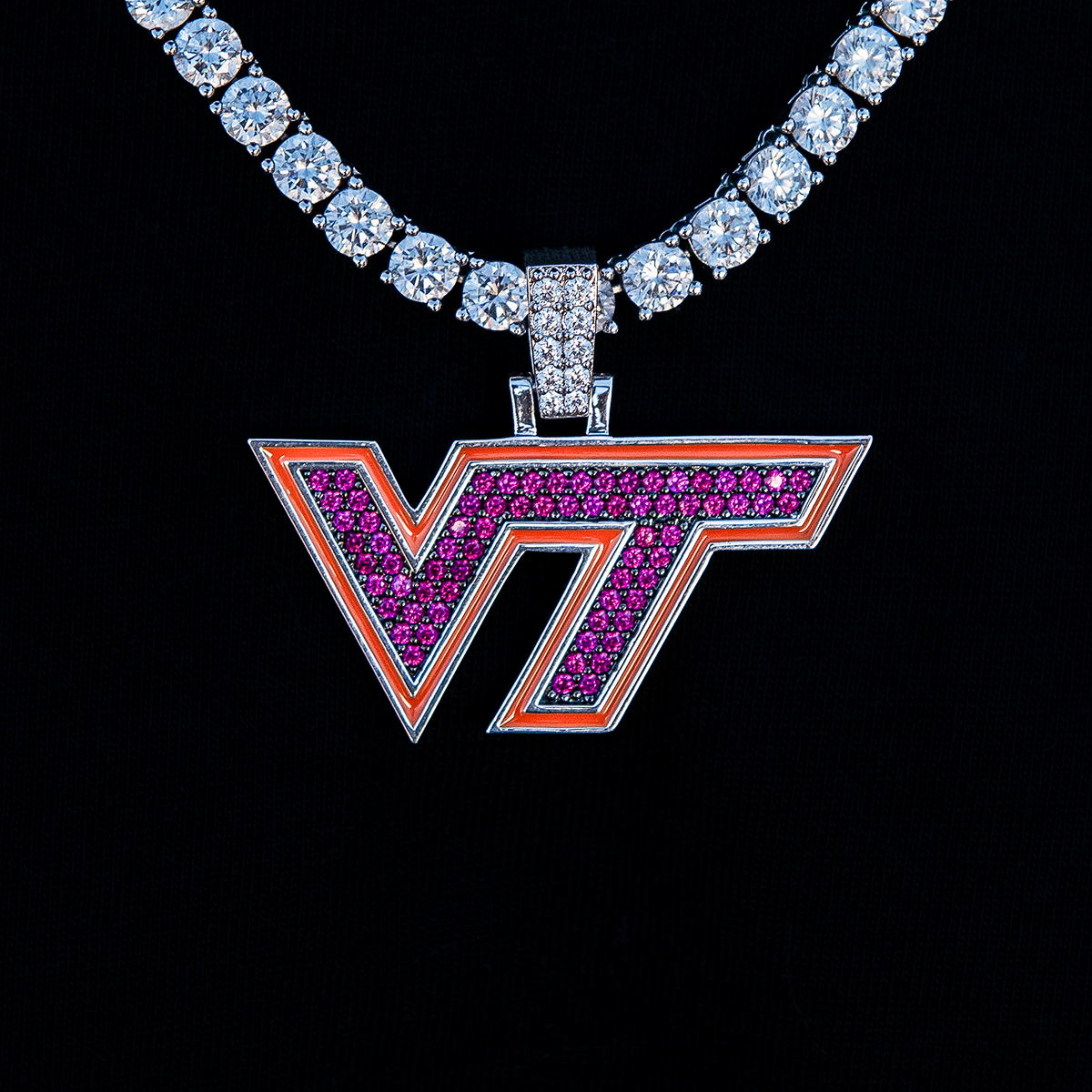 Virginia Tech Hokies Official NCAA Logo Pendant in White Gold