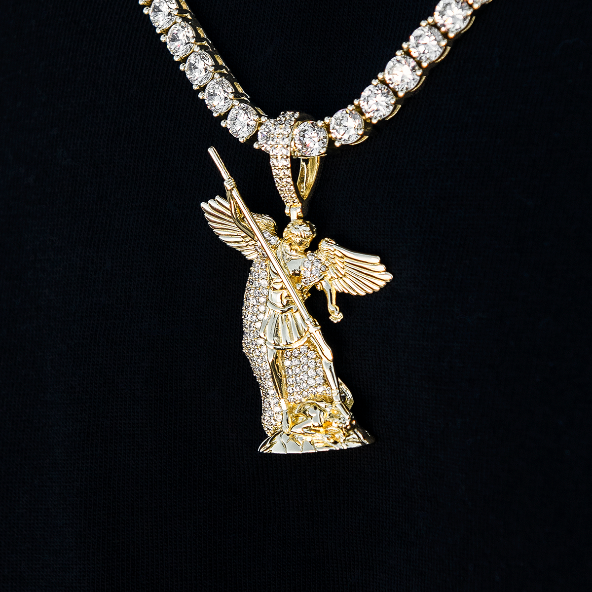 Saint Michael Pendant in Yellow Gold