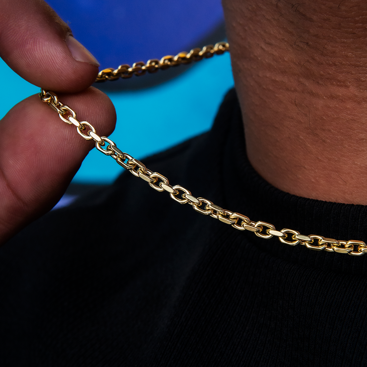 3.6mm Open Box Chain - Yellow Gold