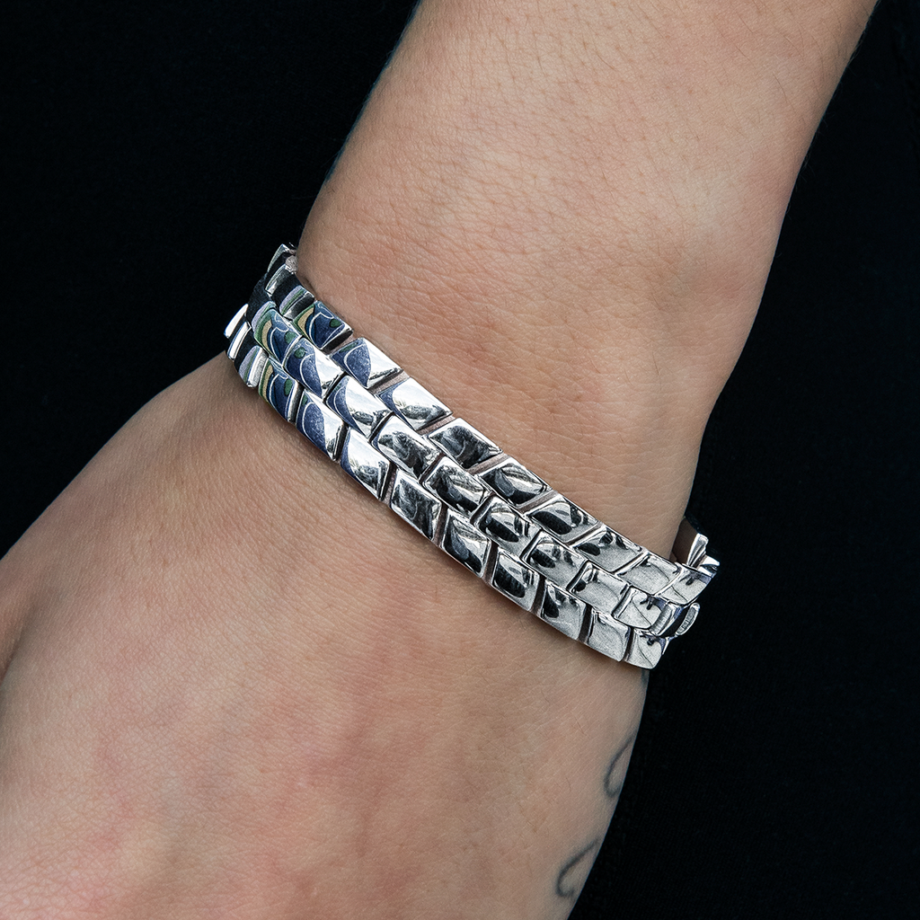 12MM Spine Chain Bracelet - White Gold
