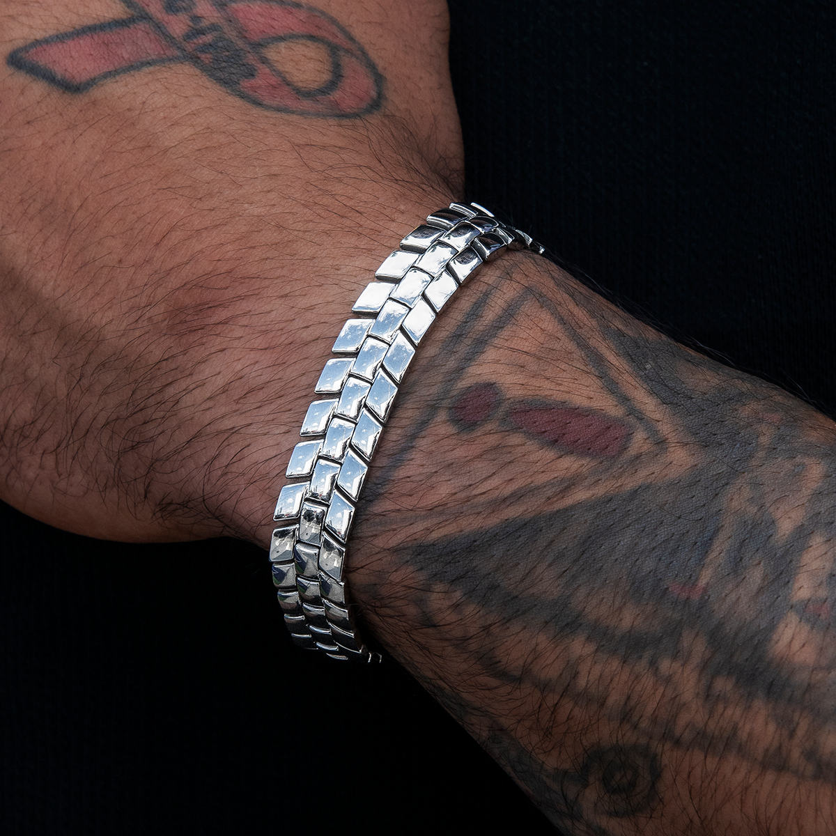 12MM Spine Chain Bracelet - White Gold