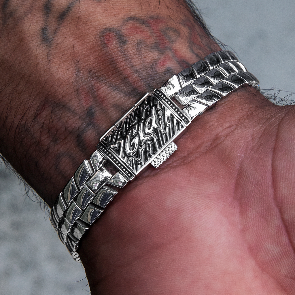 12MM Spine Chain Bracelet - White Gold