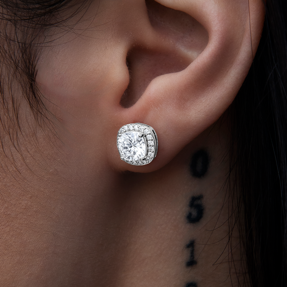 Cushion Cut Moissanite Earrings in Sterling Silver