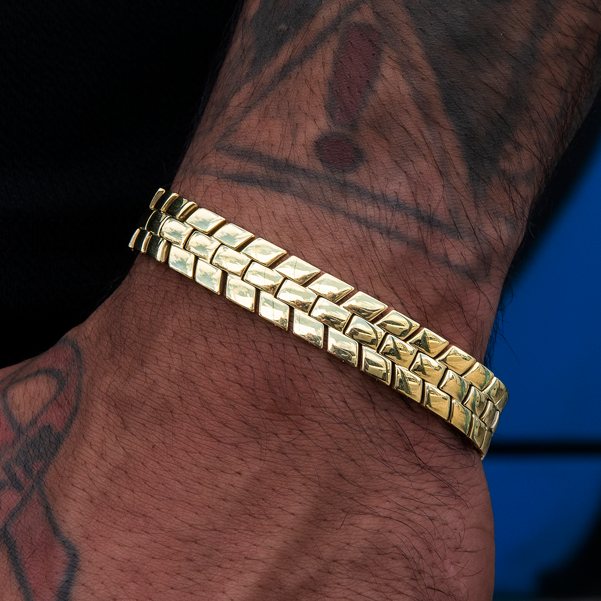 12MM Spine Chain Bracelet - Yellow Gold