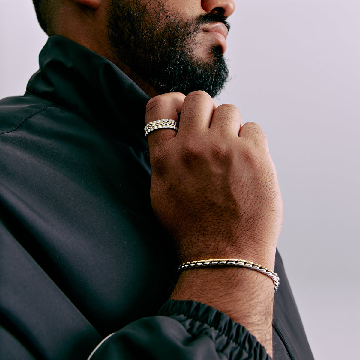 Two Tone Interlocking Link Bracelet