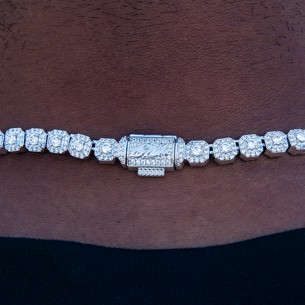 GLD Micro Clustered Tennis Chain in White Gold