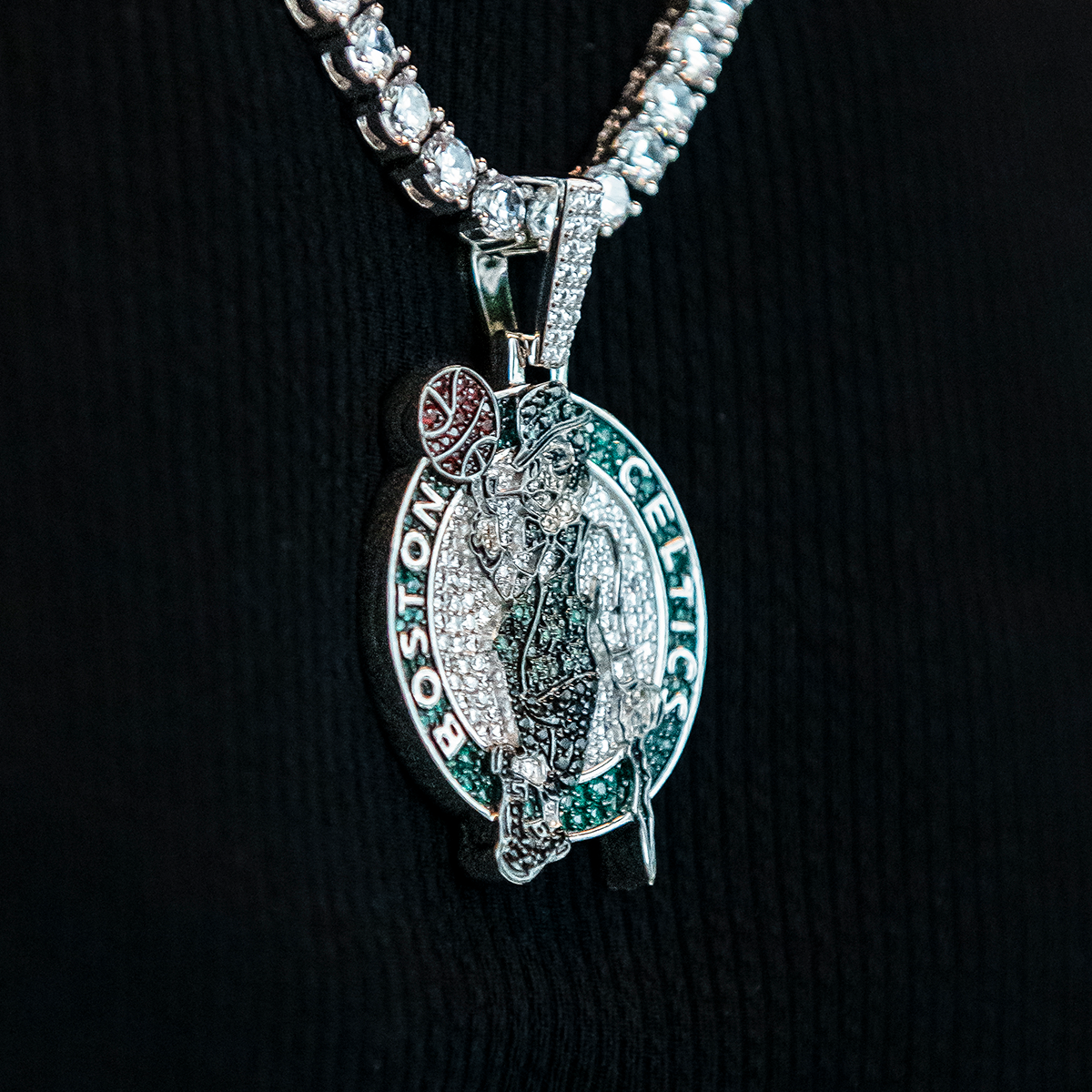 Boston Celtics Official NBA Primary Logo Pendant - White Gold