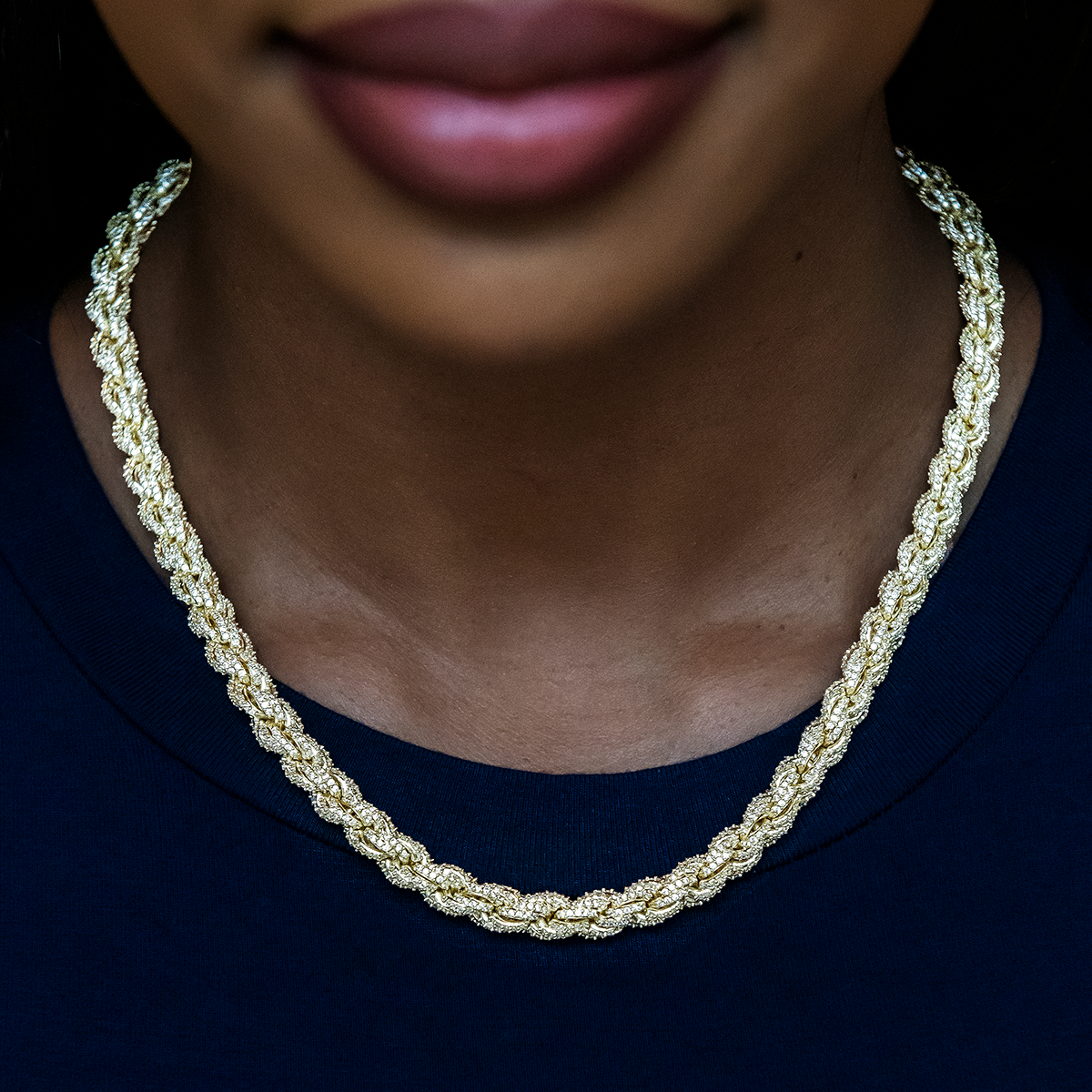 Diamond Rope Necklace in Yellow Gold- 7mm
