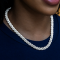 Diamond Rope Necklace in White Gold- 7mm