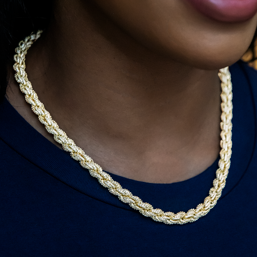 Diamond Rope Necklace in Yellow Gold- 7mm