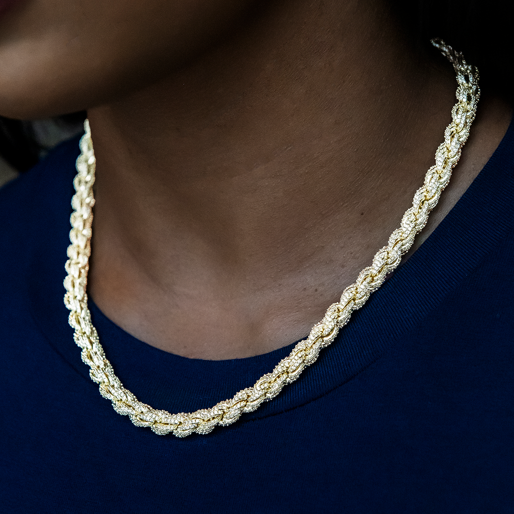 Diamond Rope Necklace in Yellow Gold- 7mm