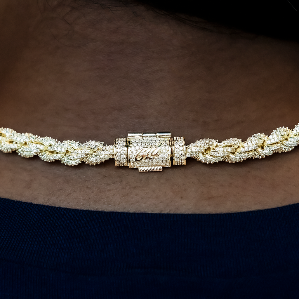 Diamond Rope Necklace in Yellow Gold- 7mm