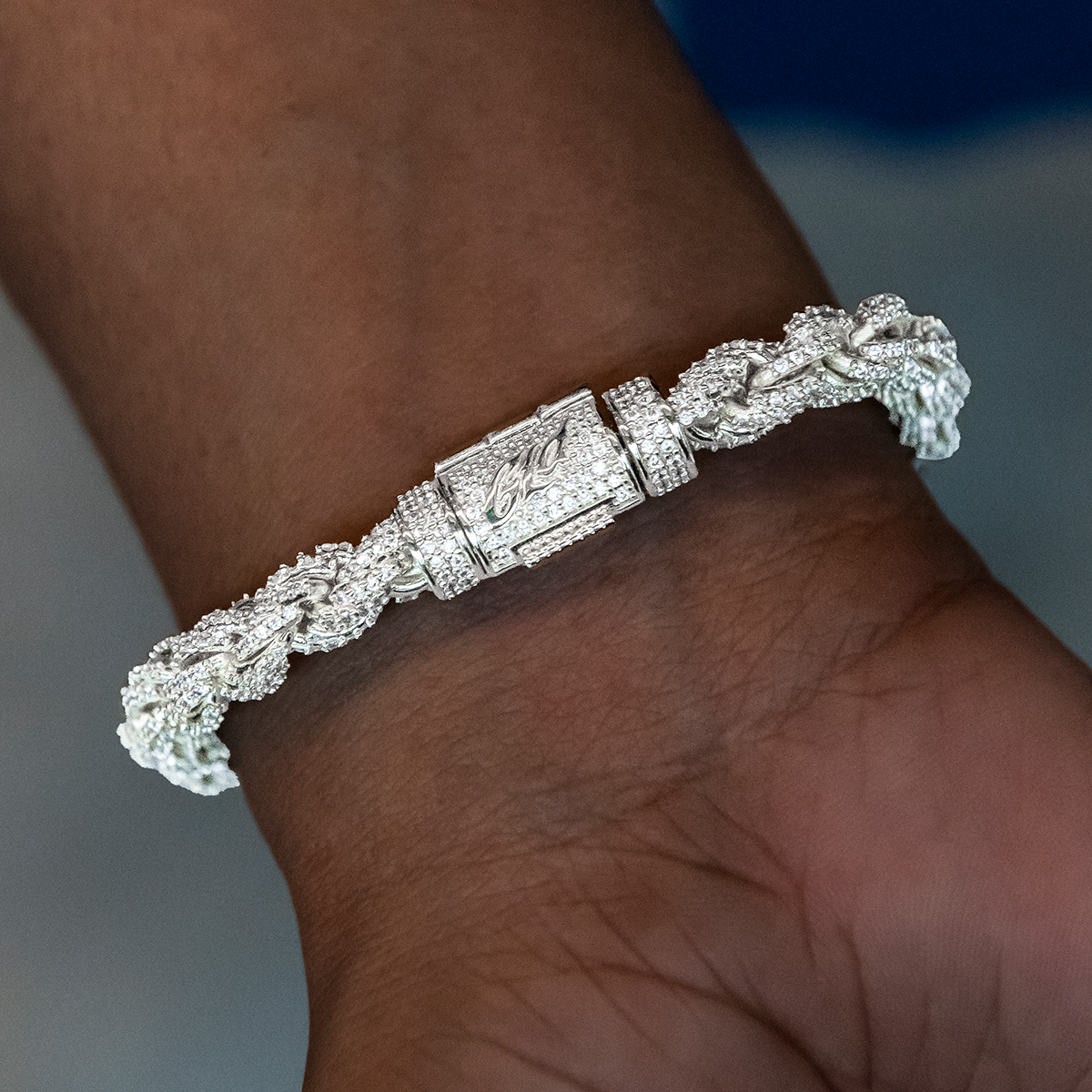 Diamond Rope Chain Bracelet in White Gold- 7mm