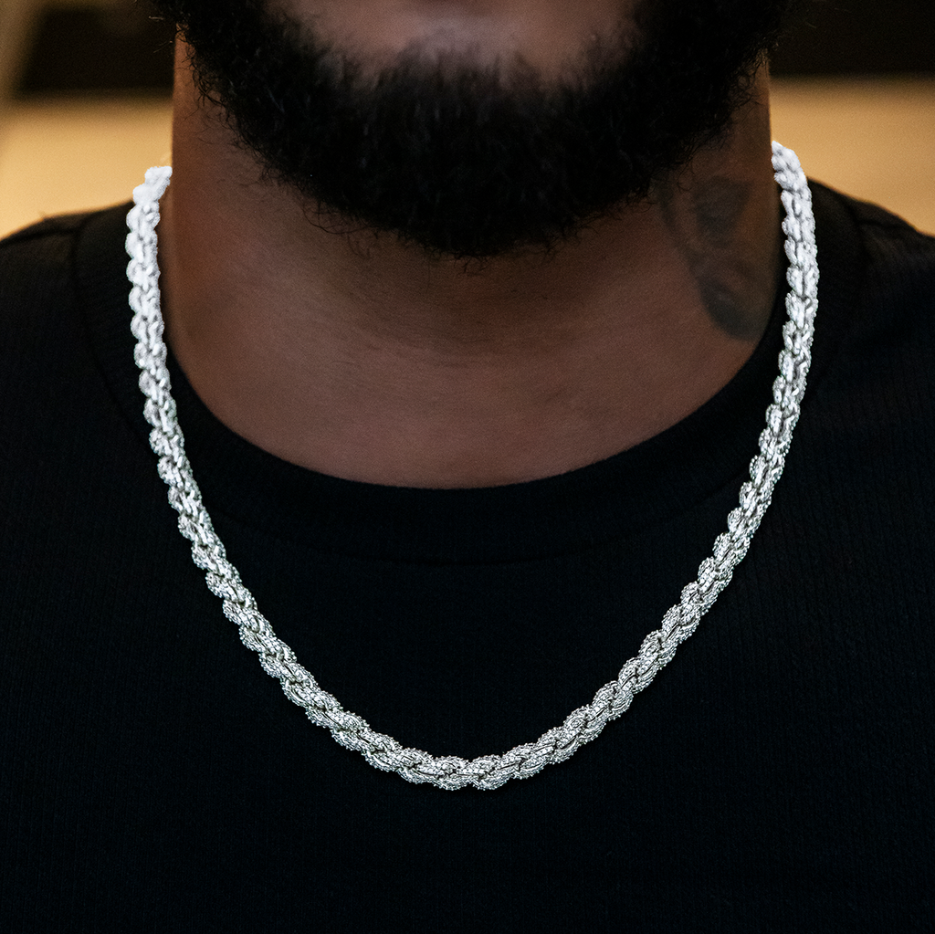 Diamond Rope Chain in White Gold- 7mm