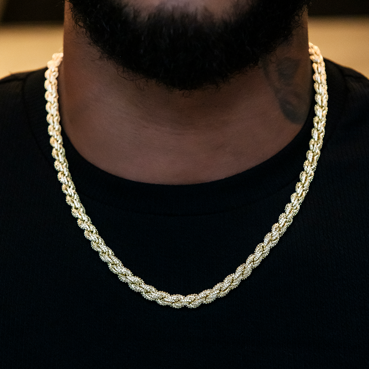 Diamond Rope Chain in Yellow Gold- 7mm