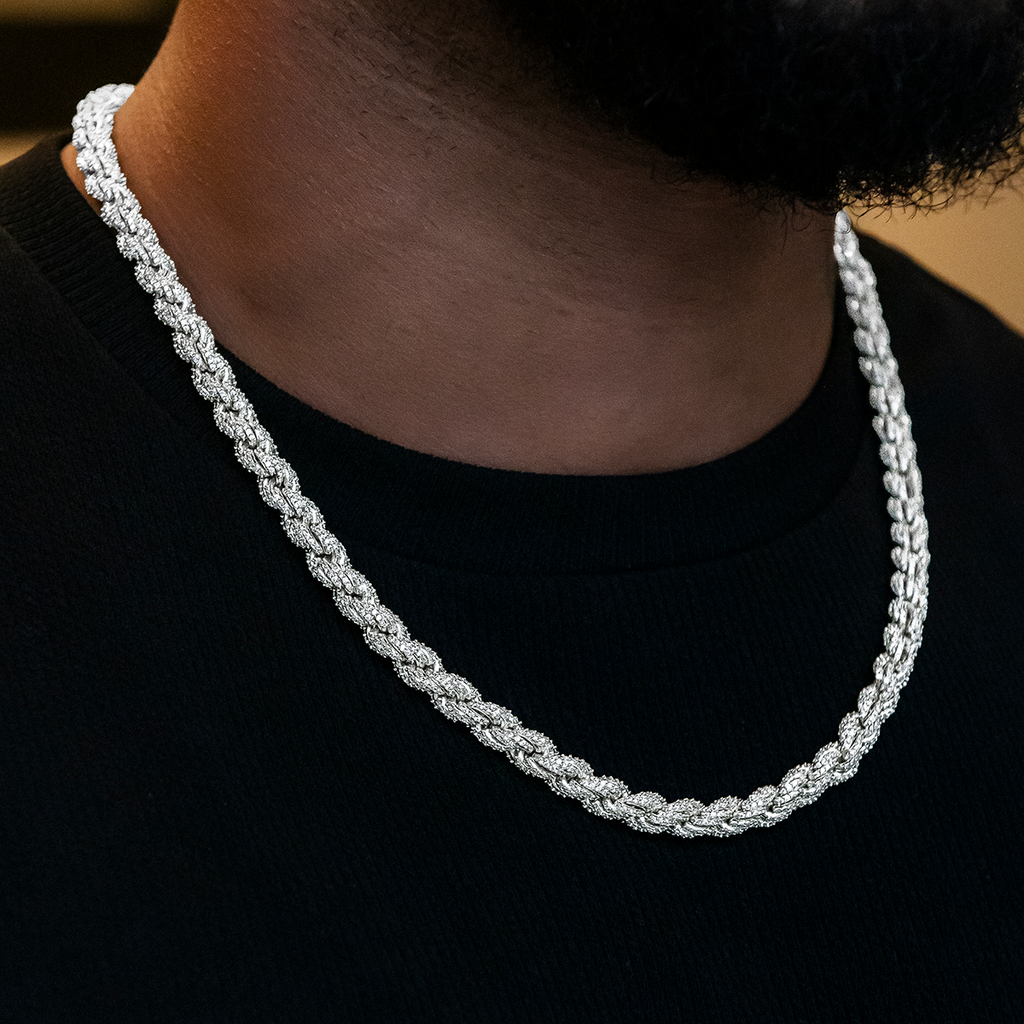 Diamond Rope Chain in White Gold- 7mm