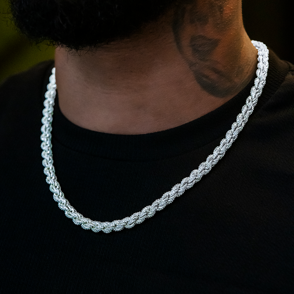 Diamond Rope Chain in White Gold- 7mm