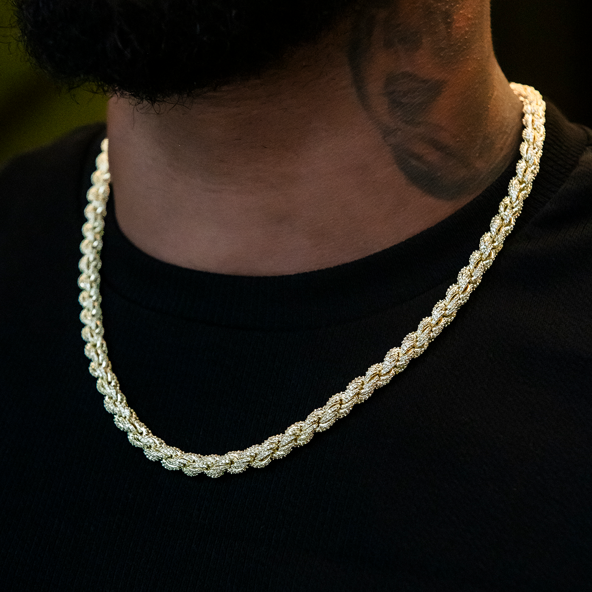 Diamond Rope Chain in Yellow Gold- 7mm