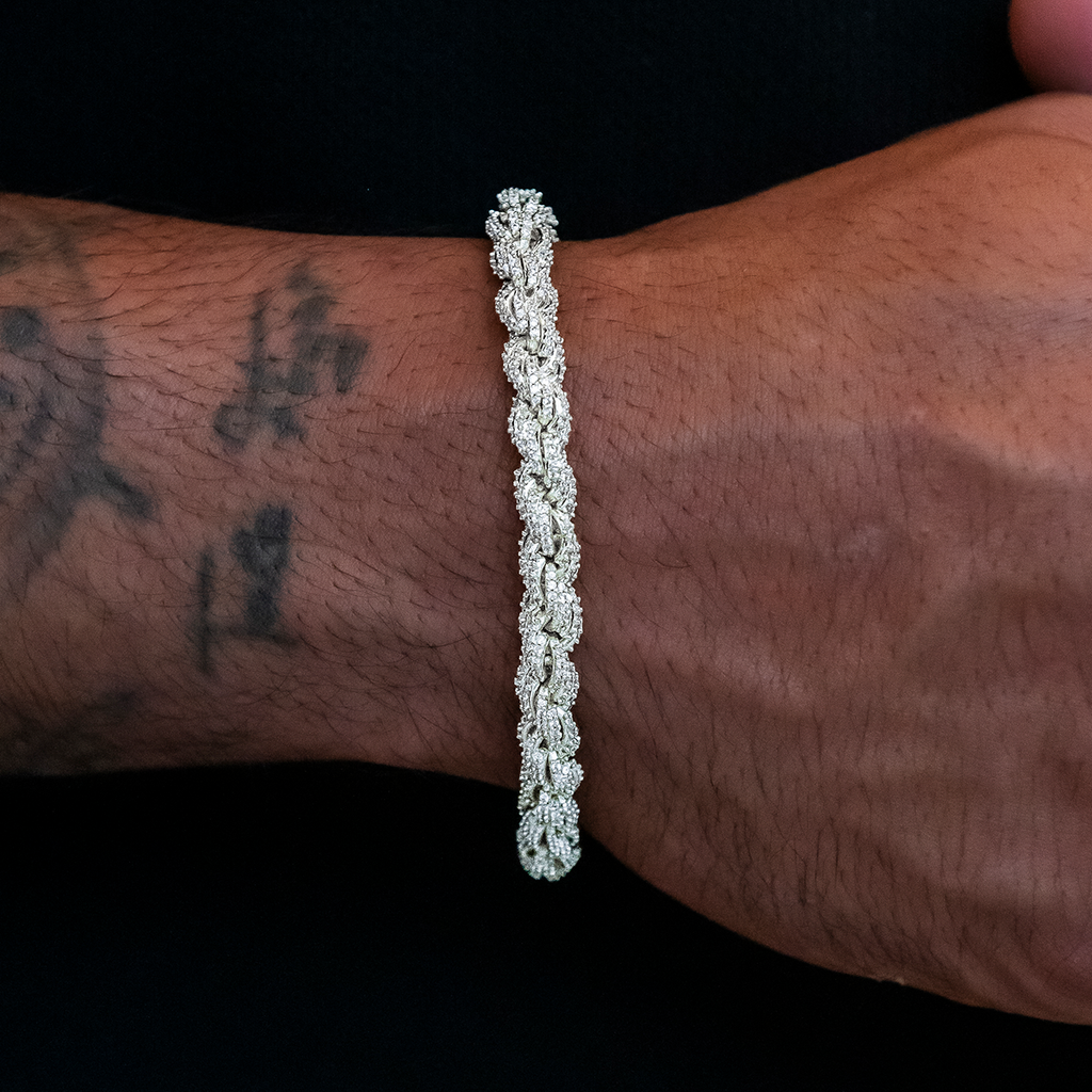 Diamond Rope Chain Bracelet in White Gold- 7mm