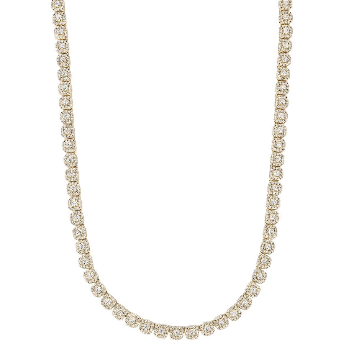 Men's 6MM Clustered Moissanite Tennis Necklace in Yellow Gold Vermeil