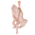 Women's Moissanite Praying Hands Pendant in Rose Gold Vermeil