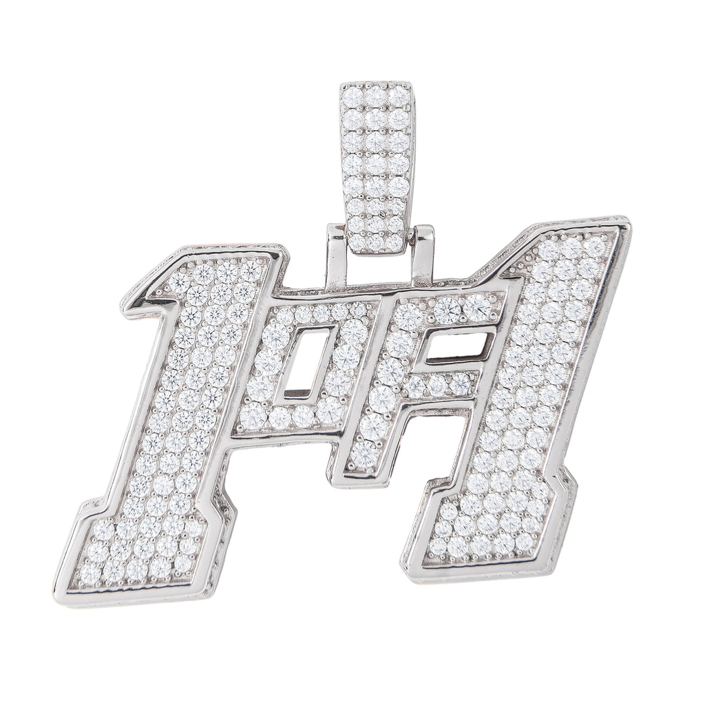 Men's Moissanite 1of1 Pendant in White Gold Vermeil