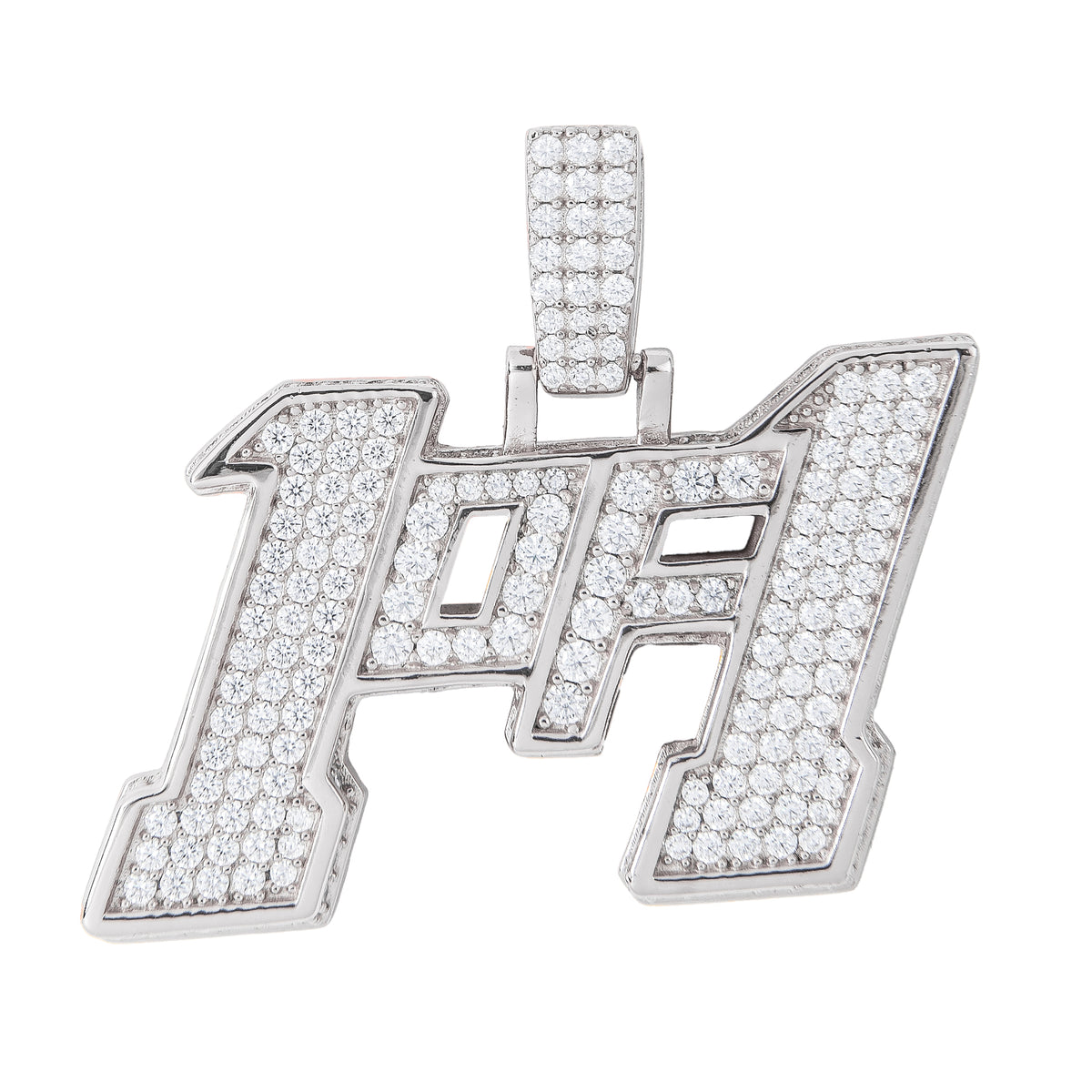 Men's Moissanite 1of1 Pendant in White Gold Vermeil