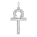Moissanite Ankh Cross Pendant in Sterling Silver