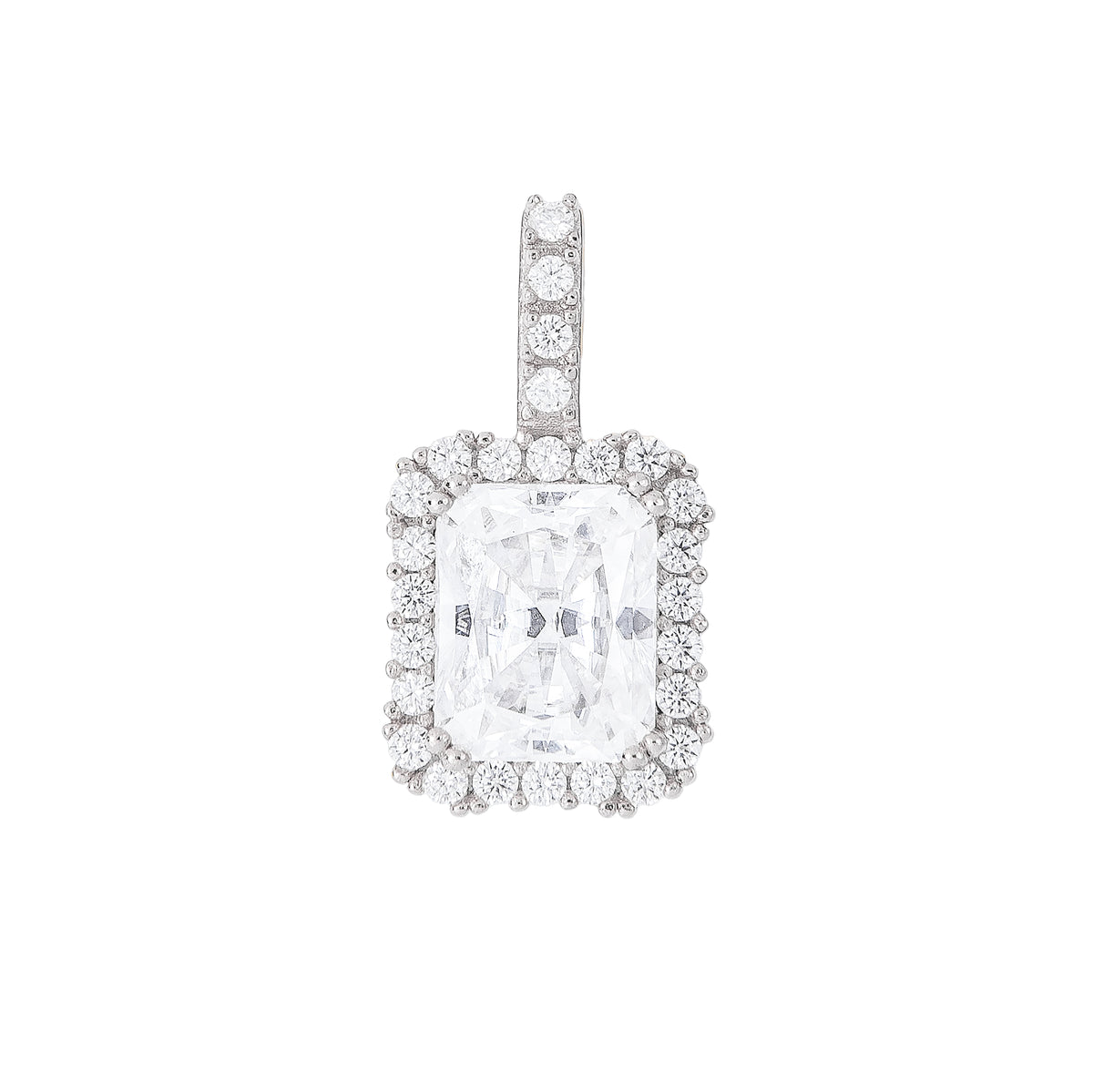 Moissanite Micro Diamond Stone Pendant in Sterling Silver