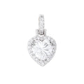 Moissanite Micro Iced Heart Pendant in Sterling Silver