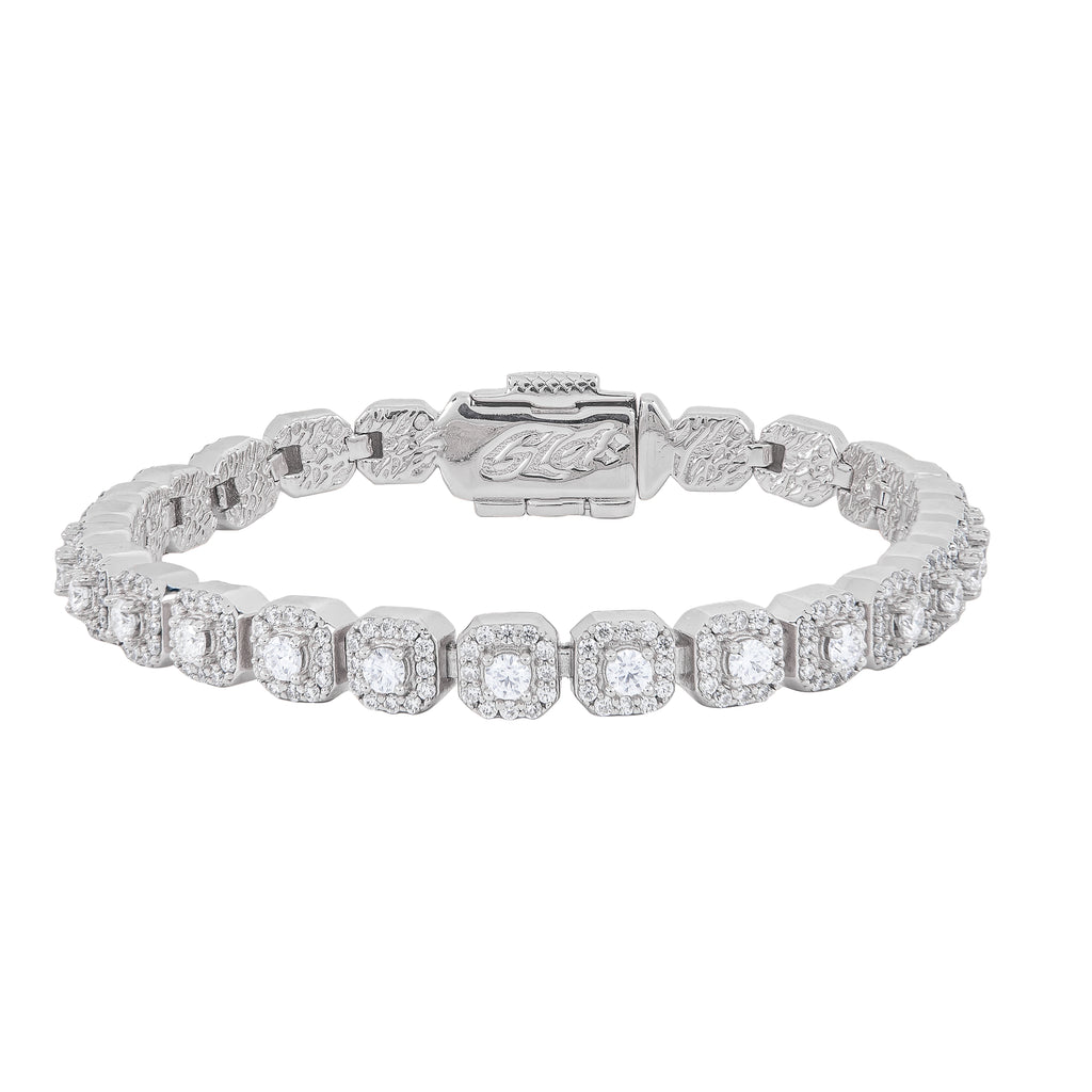 Clustered Moissanite Tennis Bracelet in Sterling Silver - 6MM