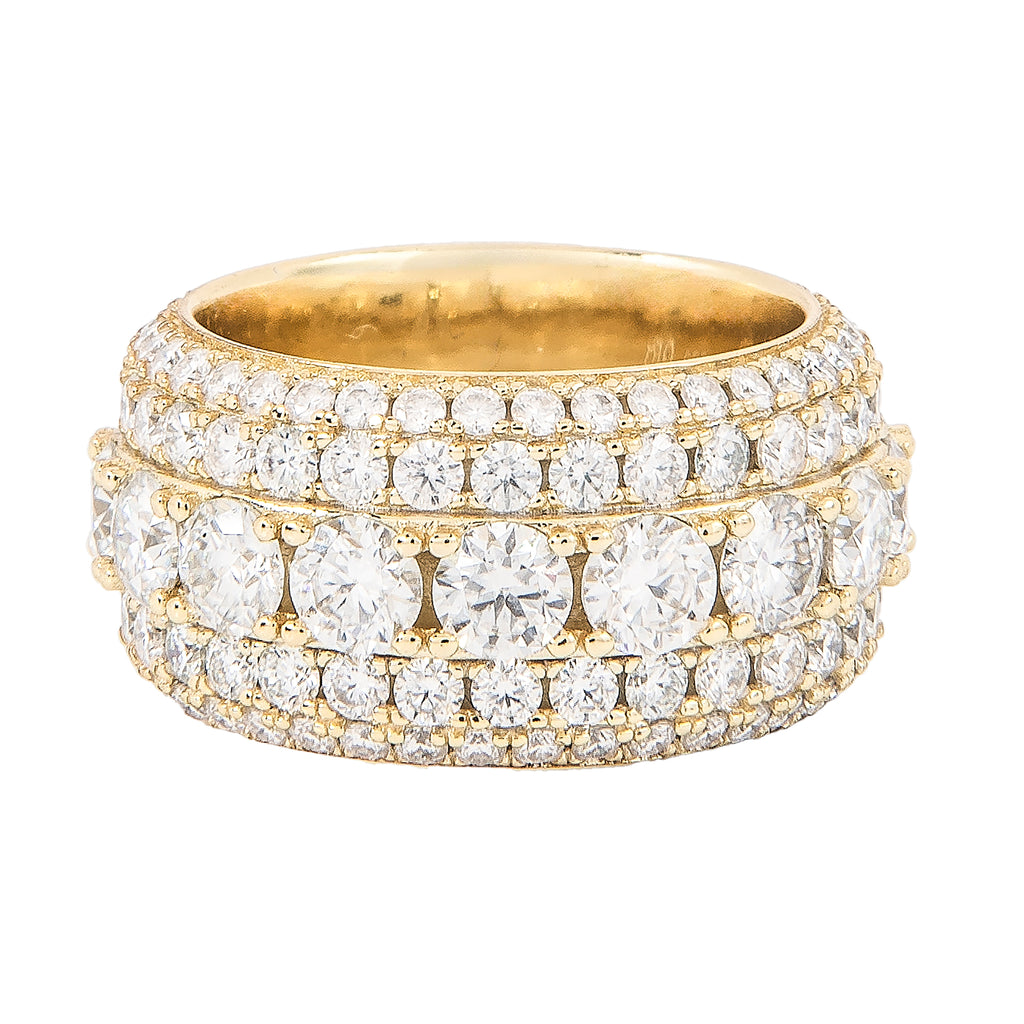 Women's 5 Layer Moissanite Diamond Band Ring in Yellow Gold Vermeil