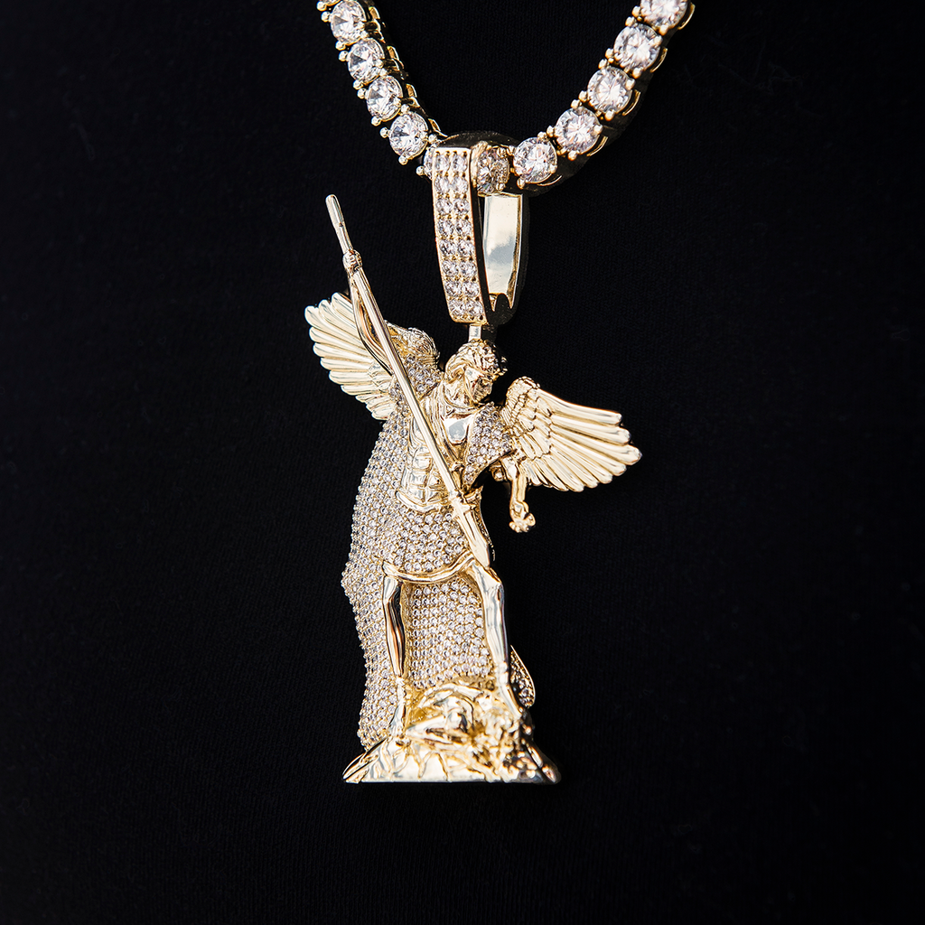 Large Saint Michael Pendant - Yellow Gold