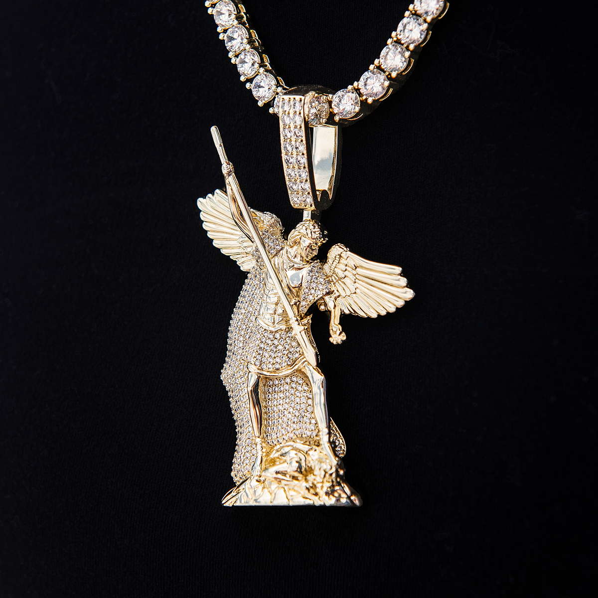 Large Saint Michael Pendant - Yellow Gold