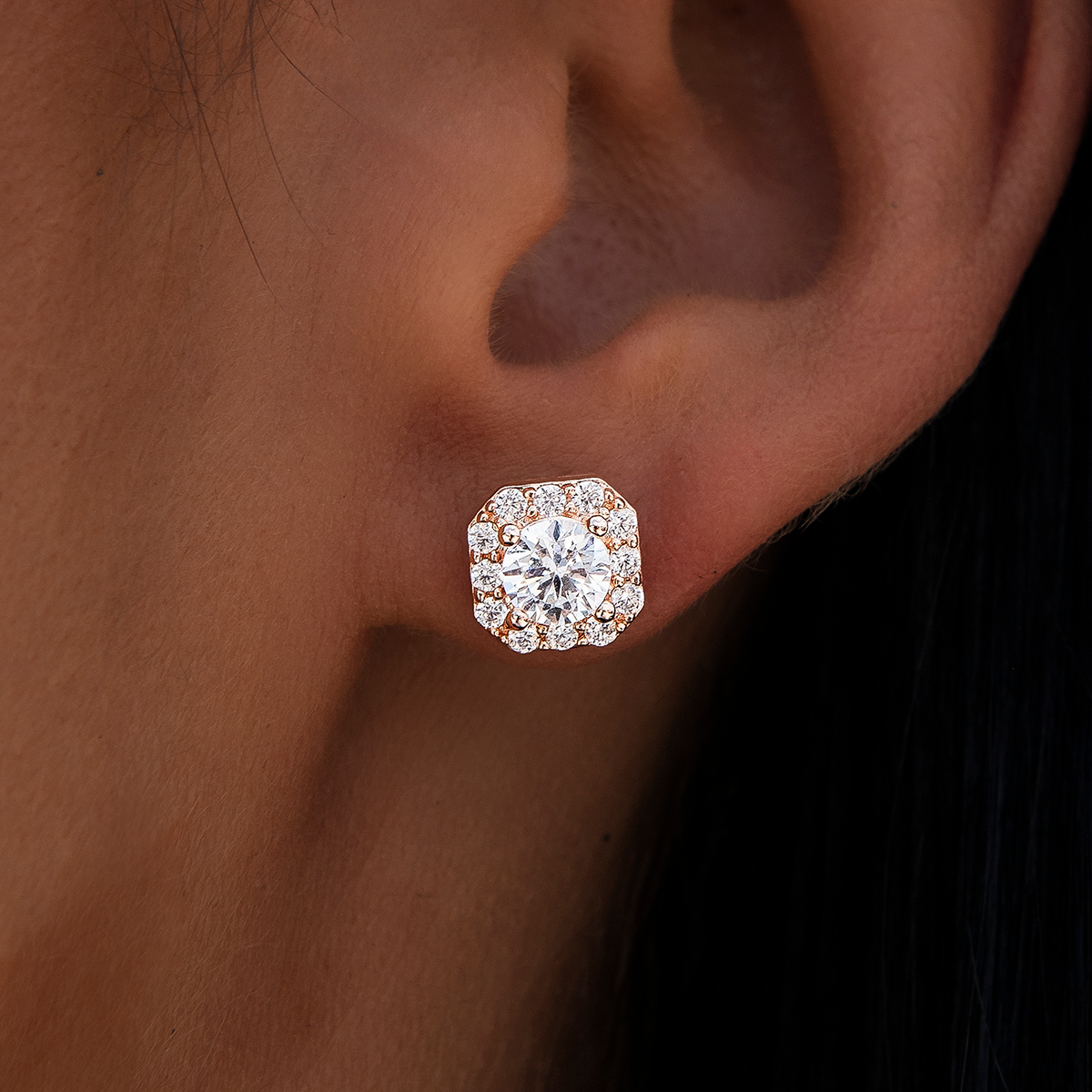 GLD Micro Clustered Diamond Earrings - Rose Gold