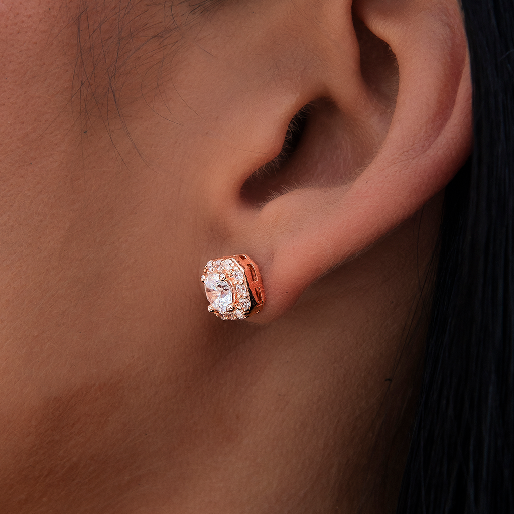 GLD Micro Clustered Diamond Earrings - Rose Gold