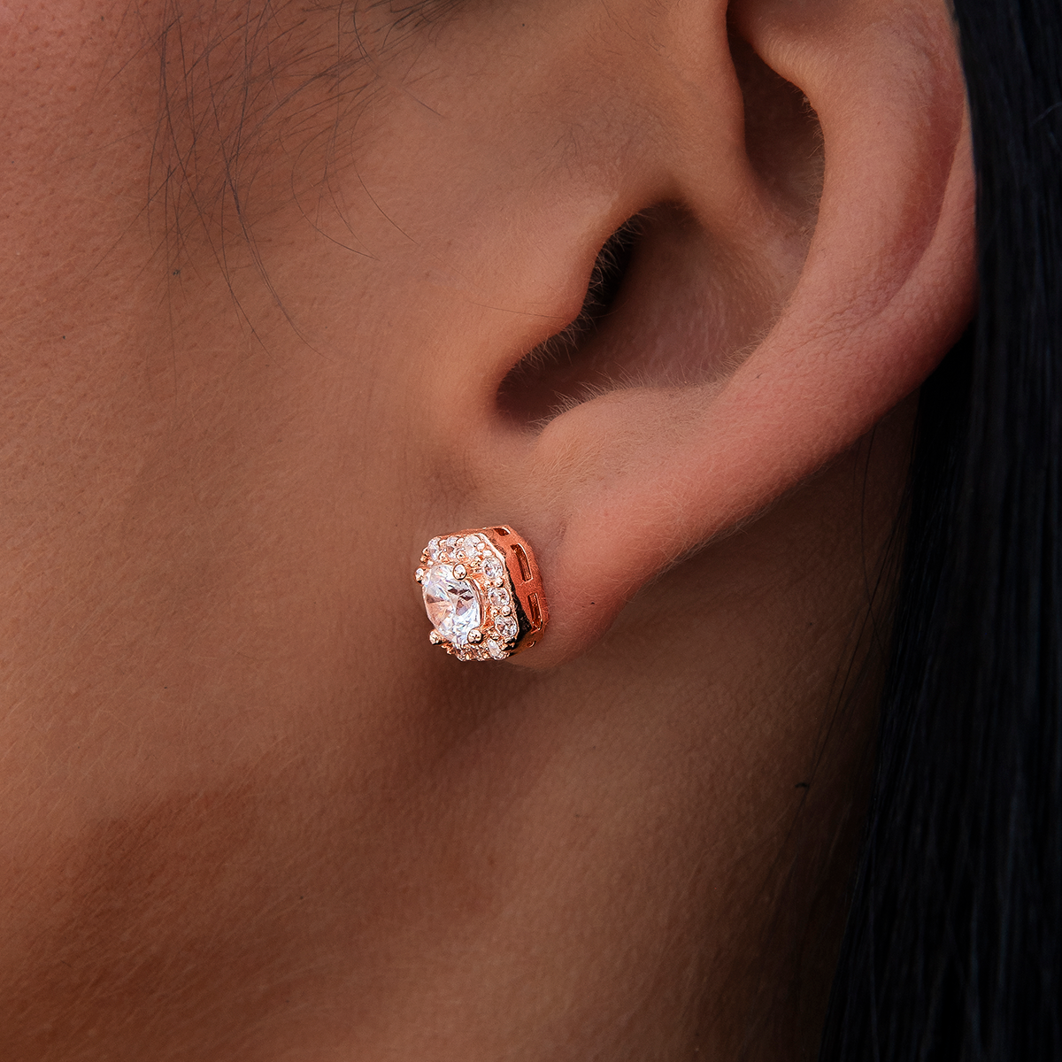 GLD Micro Clustered Diamond Earrings - Rose Gold