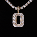 Pave Number Pendants in Yellow Gold