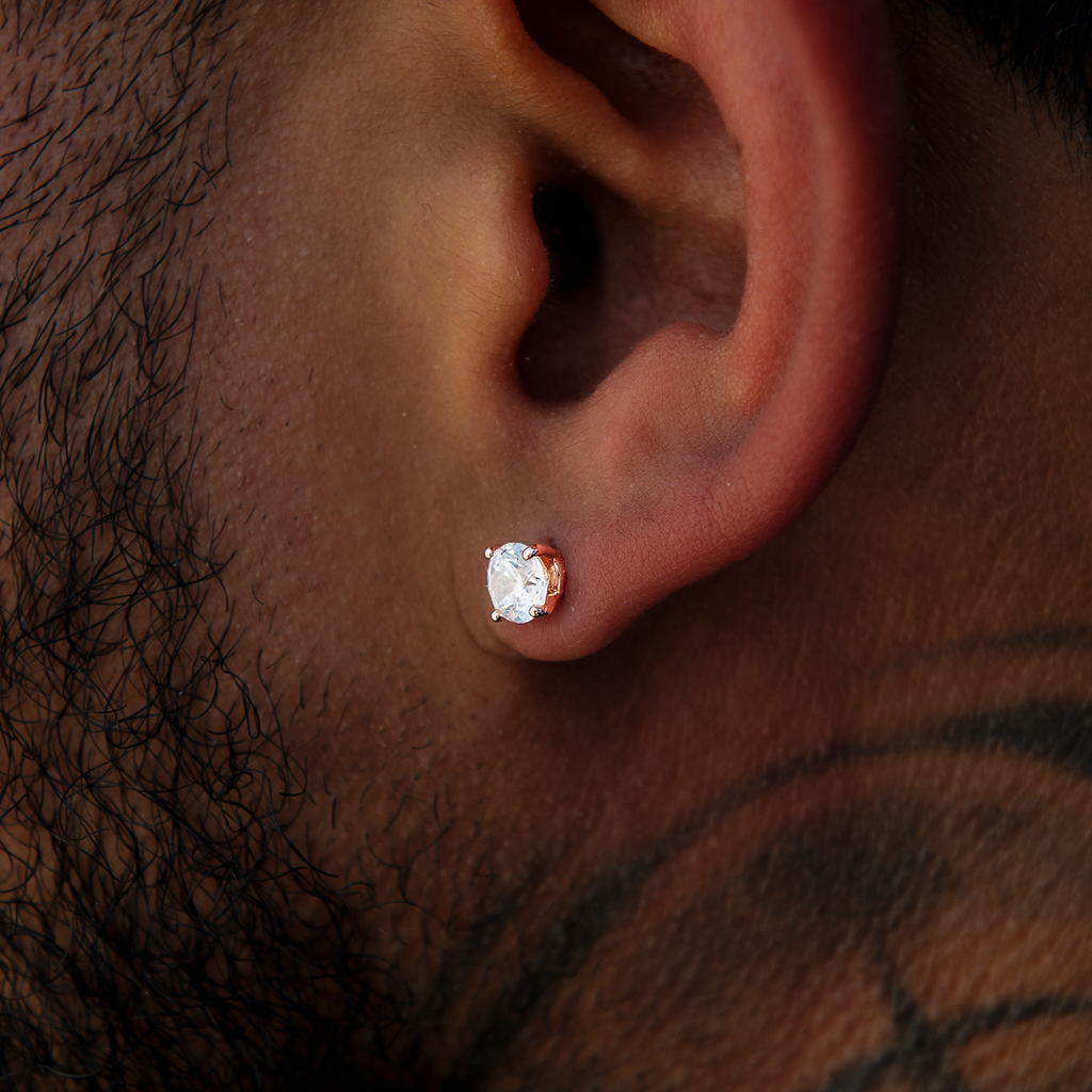 GLD 5MM Round Cut Diamond Stud Earrings - Rose Gold