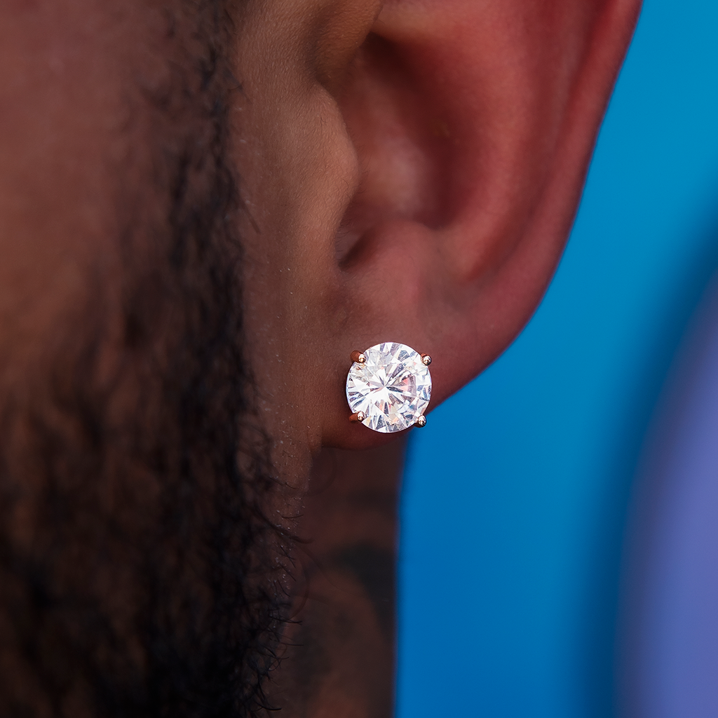 GLD 8MM Round Cut Diamond Stud Earrings - Rose Gold