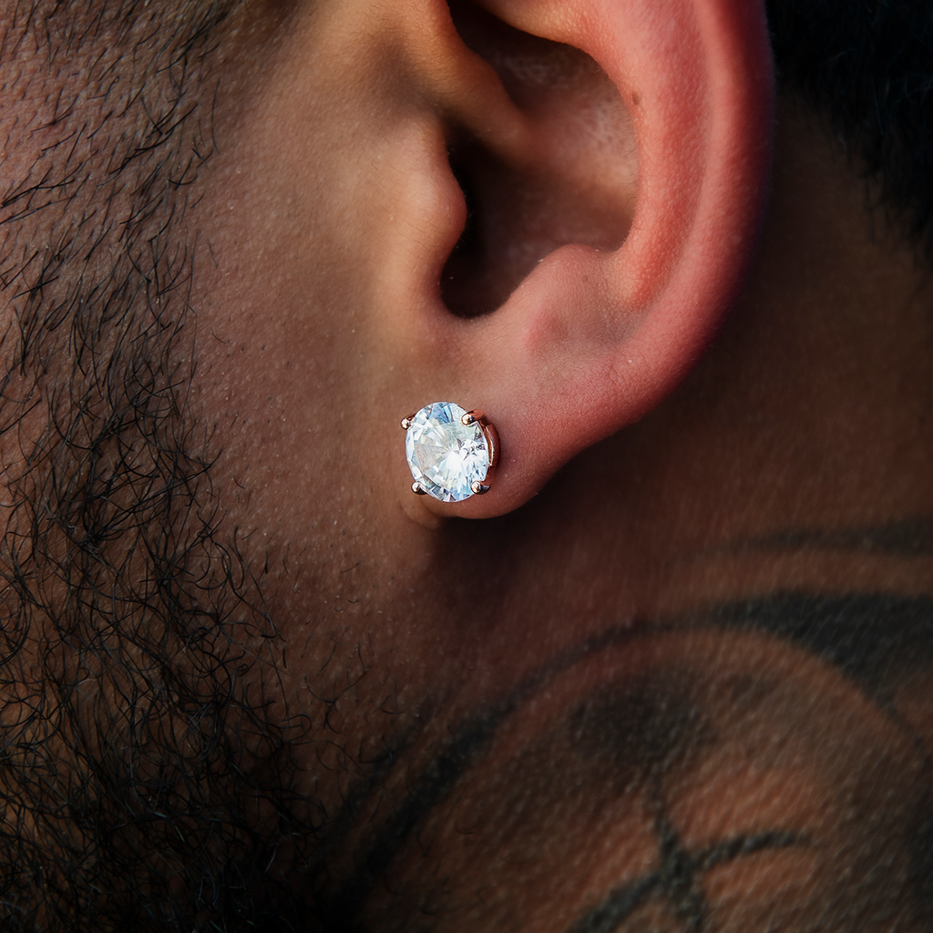 GLD 8MM Round Cut Diamond Stud Earrings - Rose Gold