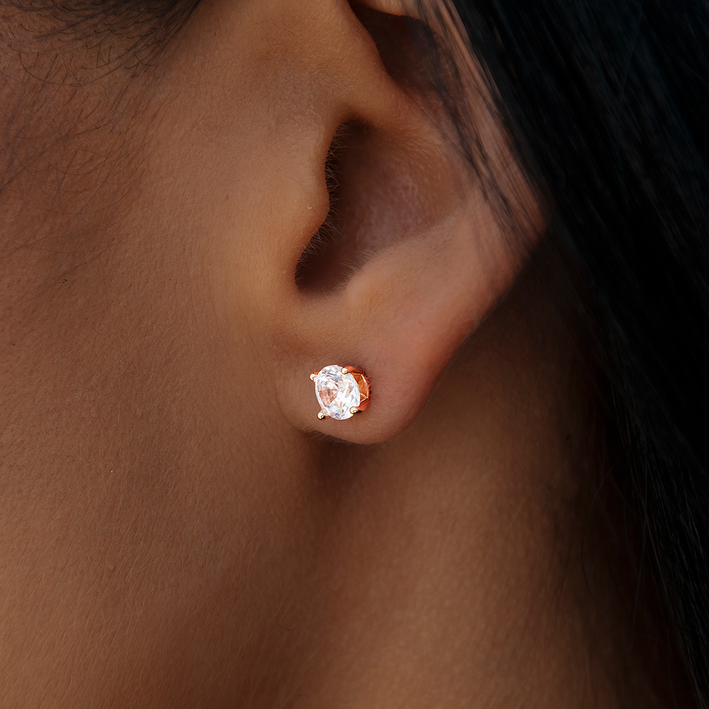 GLD 5MM Round Cut Diamond Stud Earrings - Rose Gold