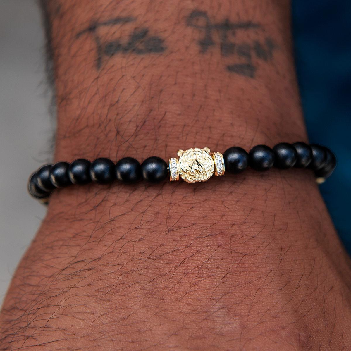 Tiger Beaded Bracelet in Yellow Gold