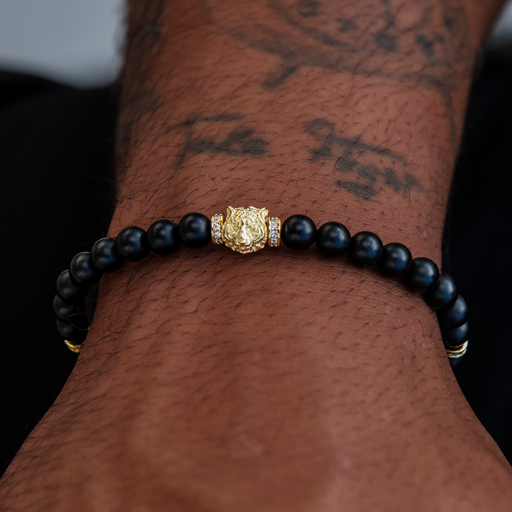 Tiger Beaded Bracelet in Yellow Gold