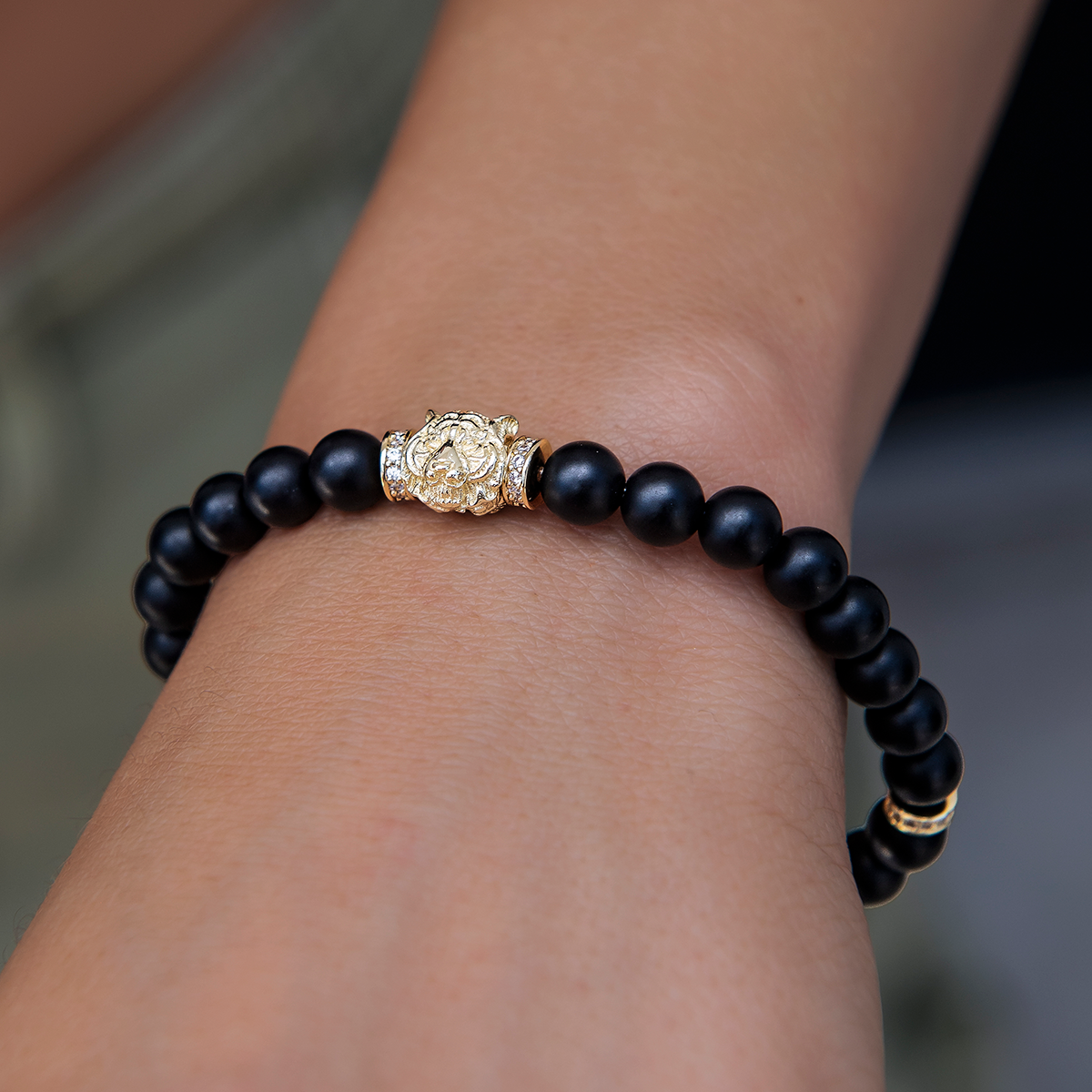 Tiger Beaded Bracelet in Yellow Gold
