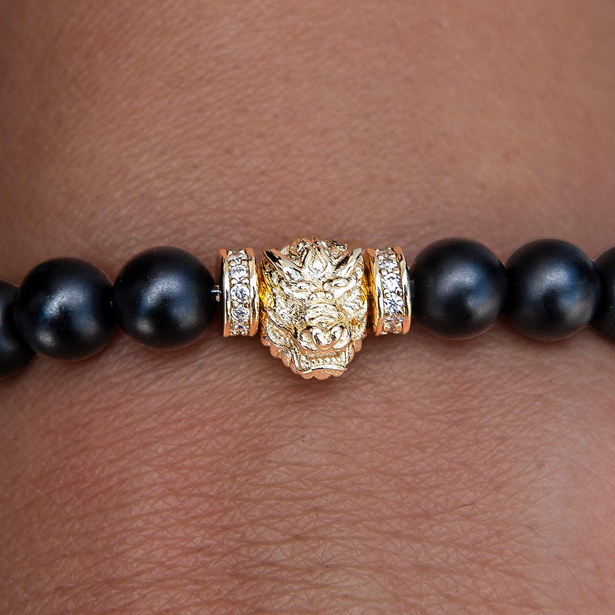 Dragon Beaded Bracelet in Yellow Gold